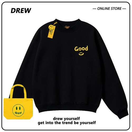 Drew笑脸GD印花圆领卫衣