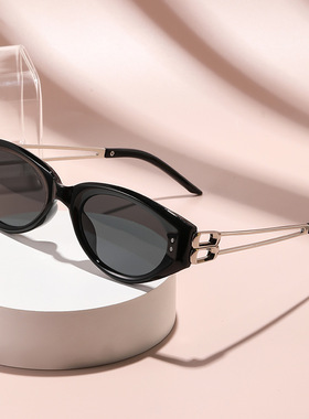 时尚偏光猫眼墨镜女高级感韩跨境显瘦黑色太阳镜防紫外线太阳眼镜