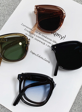 新款米钉折叠太阳眼镜女同款超轻口袋气垫墨镜男防紫外线遮阳眼镜