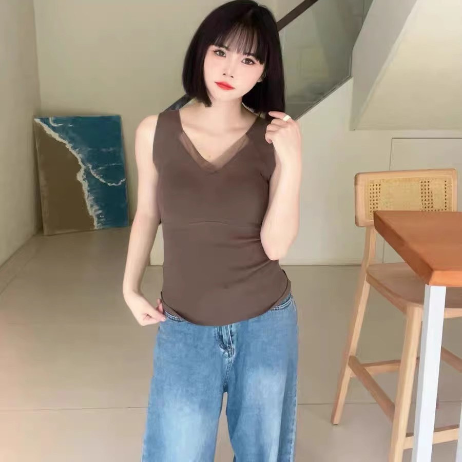 无痕加绒带胸垫塑身发热保暖