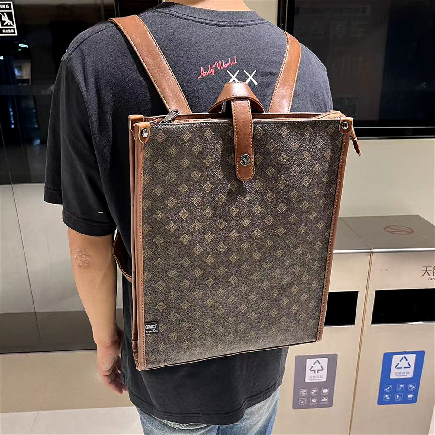 老花双肩包潮牌男包休闲学生背包