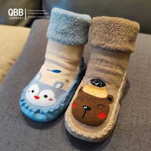宝宝学步鞋春秋冬婴儿软底防滑鞋袜保暖加厚幼童防掉地板袜棉袜套