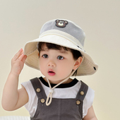 男童防晒帽夏季 全网透气遮阳帽大帽檐女童渔夫太阳帽儿童宝宝帽子