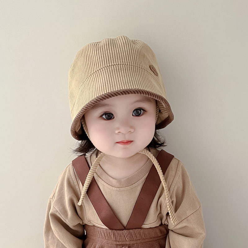 灯芯绒儿童水桶帽大帽檐遮阳防晒