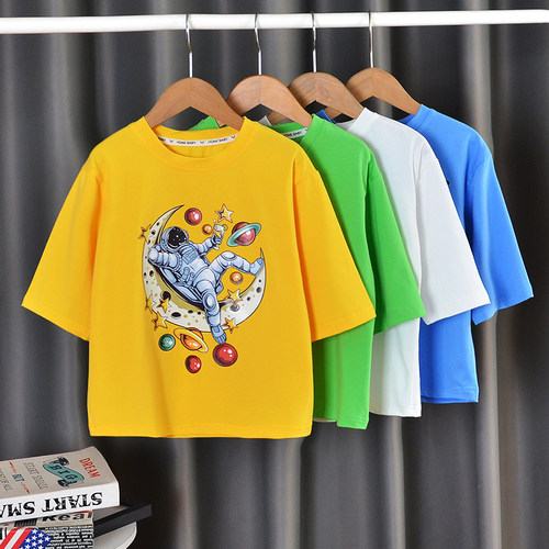 圆领休闲七分袖男童中袖t恤