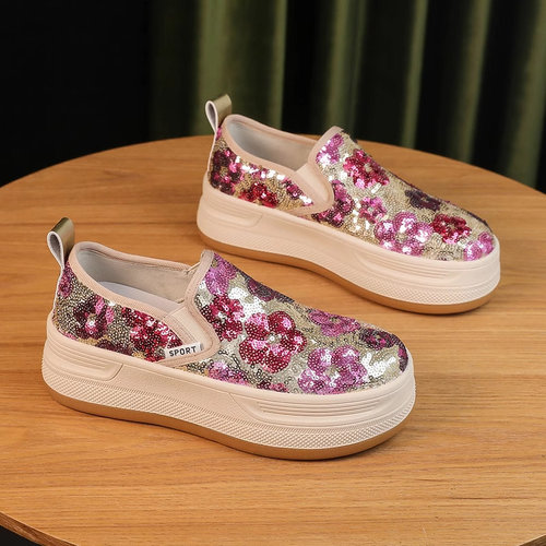 厚底休闲一脚蹬透气单鞋