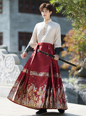婚礼喜庆红色汉服马面裙男款重工织金刺绣新中式女订婚礼服套装