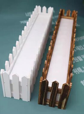 实木质栅栏白色原木色围栏