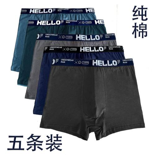 纯棉男士内裤平角中腰透