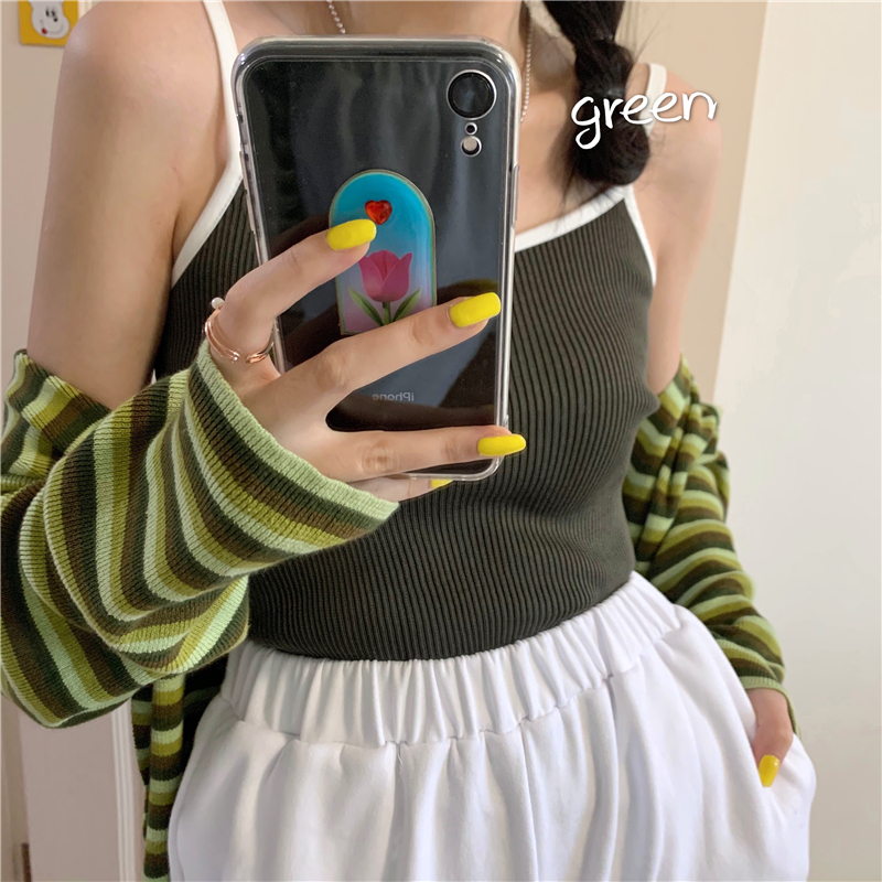 Real price 2021 new versatile thin vertical thread pit strip slim sports color matching sling vest
