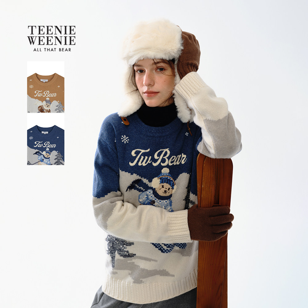 TeenieWeenie小熊女装毛针织衫2025冬季新款趣味大熊提花圆领毛衣,女装/女士精品,毛针织衫,淘宝优惠券,粉丝福利购,淘宝优惠卷