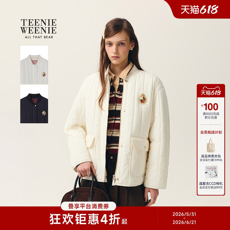TeenieWeenie小熊女装棉服26春季新款学院感时尚舒适简约刺绣棉衣