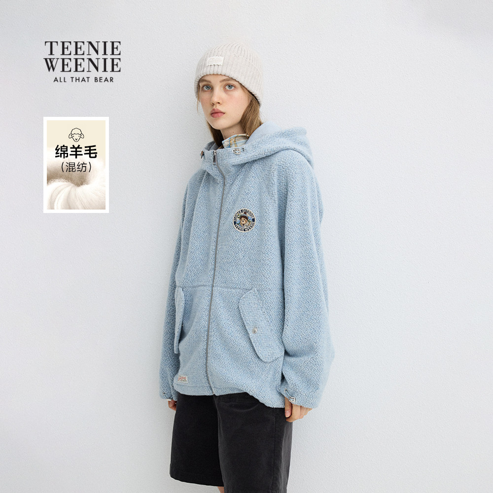 TeenieWeenie小熊女装连帽卫衣2025冬季新款简约小熊