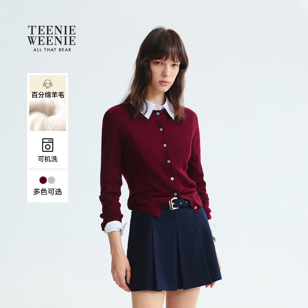 【可机洗+美利奴羊毛】TeenieWeenie小熊女装25秋款圆