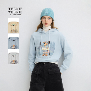 气大熊套头上衣 印花刺绣元 TeenieWeenie小熊女装 连帽卫衣秋冬季