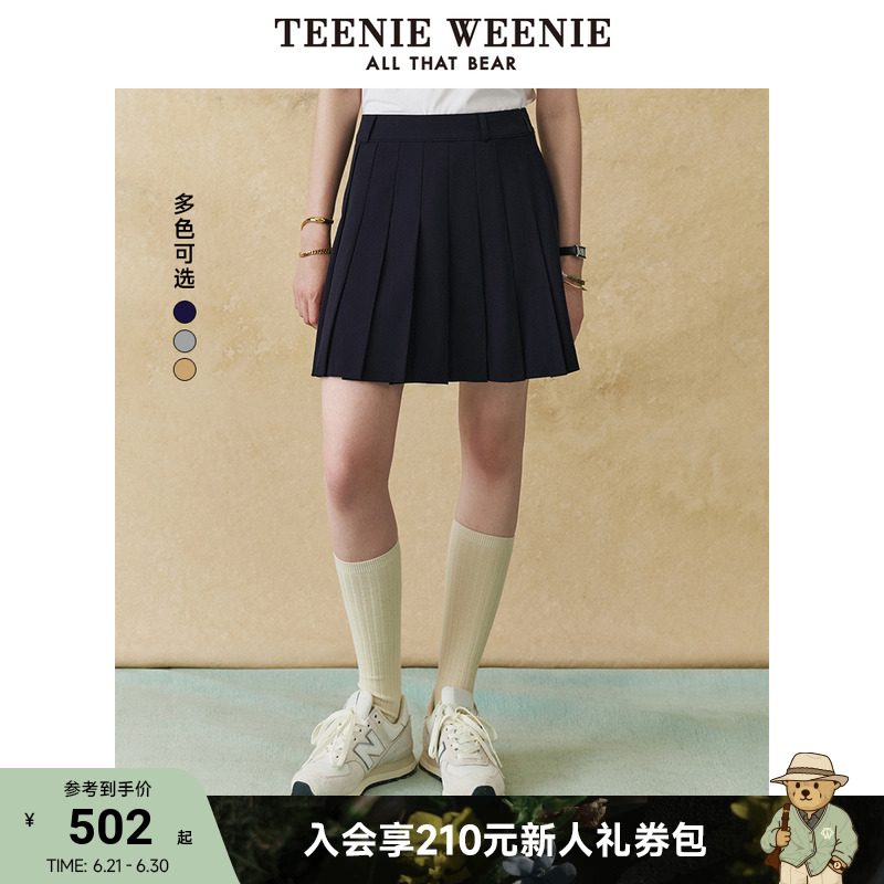 Teenie Weenie小熊女装半身裙2025夏季新款美式潮流学院百褶短裙