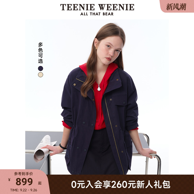 TeenieWeenie小熊女装外套2025年秋季新款潮酷休闲巴恩风立领上衣