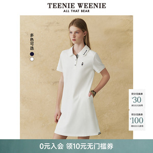 TeenieWeenie小熊女装时尚简约气质圆弧形衣领刺绣短袖POLO连身裙