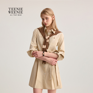 优雅文艺风披肩休闲连衣裙衬衫 时尚 裙 春秋季 TeenieWeenie小熊女装