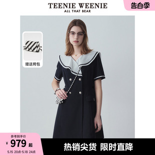 新款 TeenieWeenie小熊2024年夏季 海军领连衣裙学院风收腰气质裙女