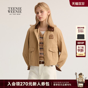 新款 TeenieWeenie小熊女外套25秋季 简约舒适翻领夹克 焦点巴恩