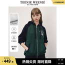 复古学院风外套女 TeenieWeenie小熊秋冬撞色连帽植绒卫衣开衫