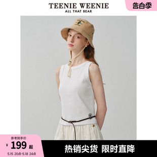 TeenieWeenie小熊2024春夏新款 女 圆领背心吊带罗纹T恤衫 清爽无袖