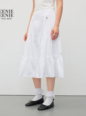 TEENIEWEENIE bearnova25年秋季新款法式蛋糕裙白色半身裙大摆裙