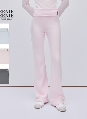 TEENIEWEENIE bearnova2025冬季新款女装柔软舒适高腰针织喇叭裤