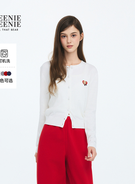 TEENIEWEENIE bearnova26年春季新款女装学院风短款刺绣圆领开衫