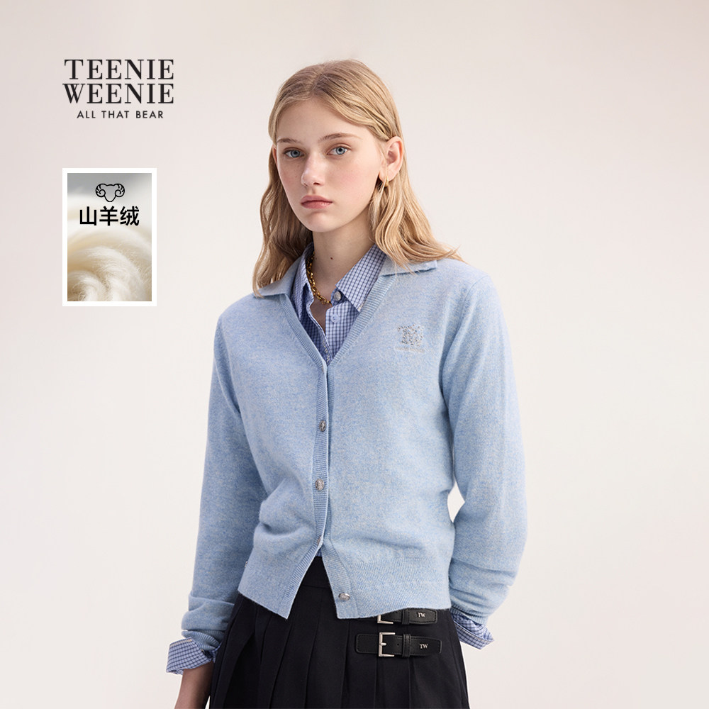 【山羊绒】TeenieWeenie小熊女装毛针织衫25冬V字翻领毛衣开衫,女装/女士精品,羊绒衫,淘宝优惠券,粉丝福利购,淘宝优惠卷
