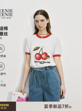 TeenieWeenie小熊女装26夏款时尚休闲重工刺绣毛衣短袖T恤针织衫