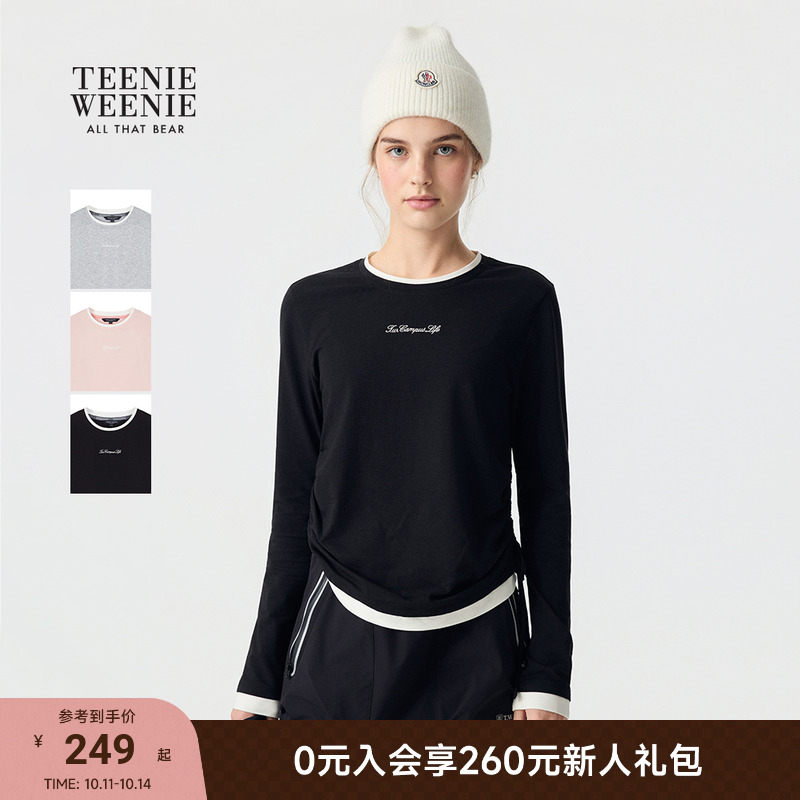 TeenieWeenie收腰圆领长袖T恤