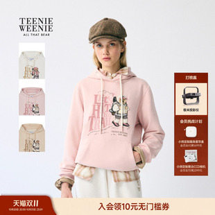 TeenieWeenie小熊女装 学院风品牌大熊套头连帽加绒卫衣外套 秋冬季