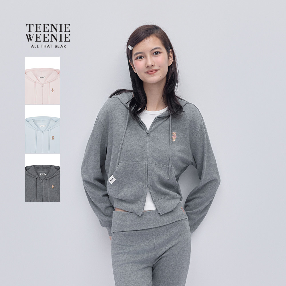 TEENIEWEENIE bearnova小熊女装时髦短款舒适连帽开衫卫衣外套