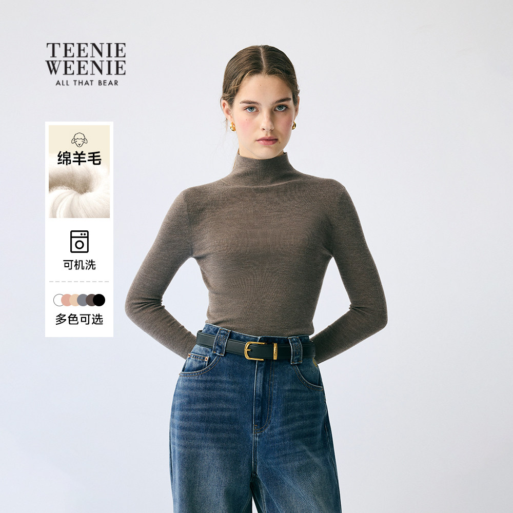 【可机洗绵羊毛】TeenieWeenie小熊女针织衫秋冬半高领毛衣打底衫,女装/女士精品,毛针织衫,淘宝优惠券,粉丝福利购,淘宝优惠卷