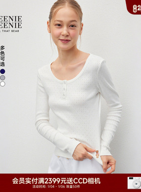 TEENIEWEENIE bearnova【精梳棉】2025年秋季新款提花针织长袖T恤
