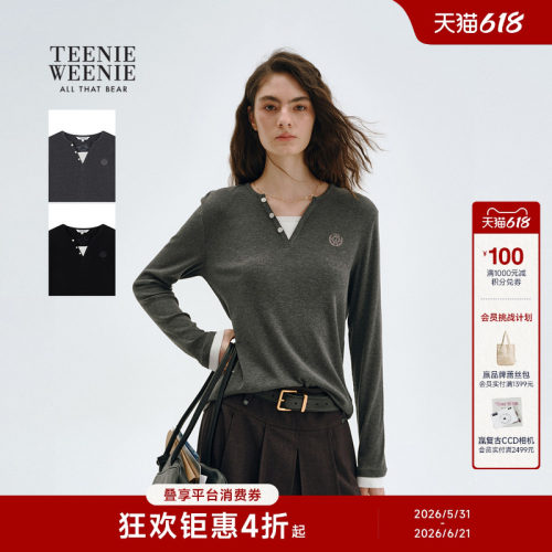 TeenieWeenie小熊女装亨利领T恤