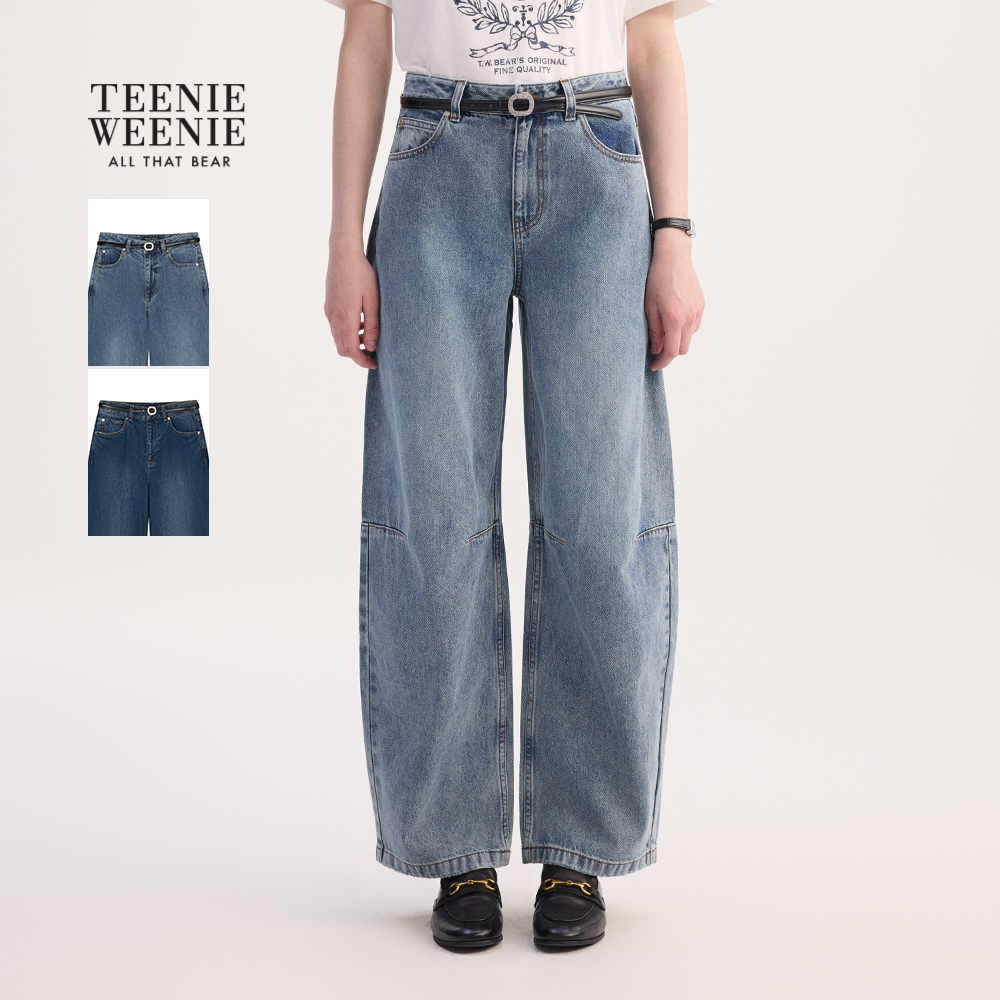 TeenieWeenie小熊女装牛仔裤2025年秋季新款复古水洗松弛感香蕉裤