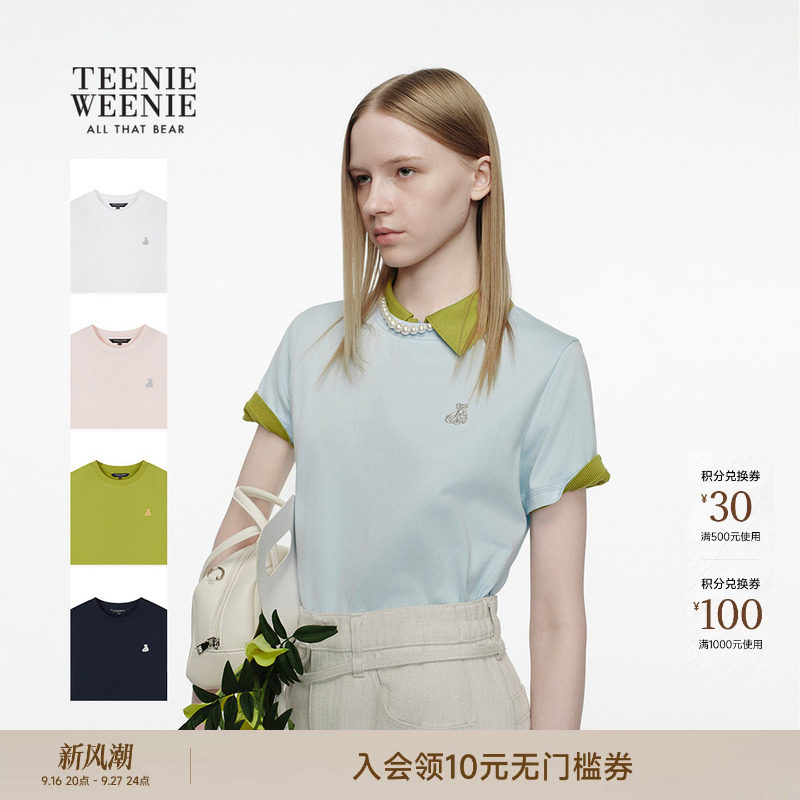 小熊女装休闲刺绣圆领短袖T恤衫图片