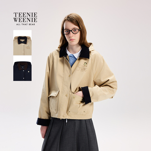 【赵露思同款】TeenieWeenie小熊女26春款质感通勤工装感连帽外套
