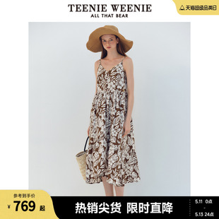 新款 度假风碎花吊带连衣裙时尚 2024夏季 TeenieWeenie小熊女装 复古