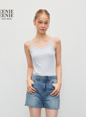 TEENIEWEENIE bearnova25秋季新款棉蕾丝碎花吊带背心少女田园风