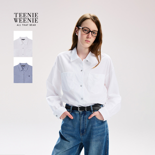 TeenieWeenie小熊女装衬衫26春季新品休闲学院风时髦优雅翻领衬衣