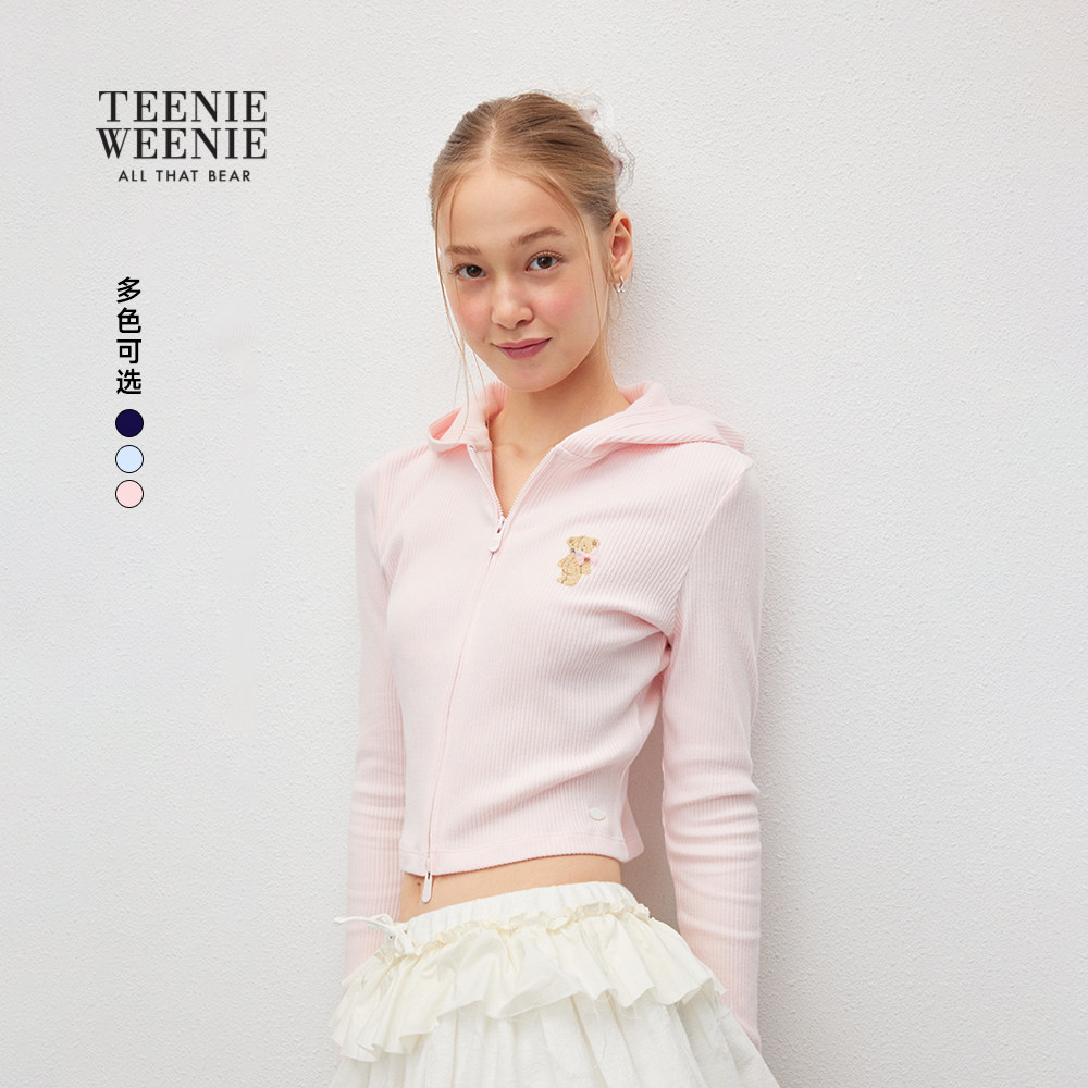 TEENIEWEENIE bearnova夏款甜美少女运动风舒适连帽卫衣开衫外套