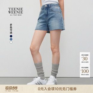 TEENIEWEENIE bearnova秋季新款简约质感刺绣牛仔裤复古水洗短裤
