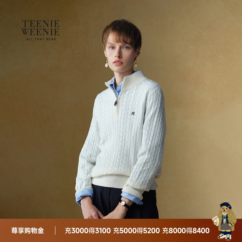 【T.W.R.C】TeenieWeenie小熊女装25冬柔软舒适半拉链毛衣twrc