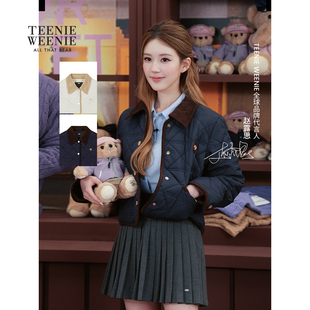 秋冬宽松菱形绗缝棉服外套 TeenieWeenie小熊女装 赵露思同款