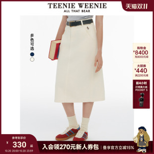 学院风通勤中长款 新款 牛仔裙 半身裙2025夏季 TeenieWeenie小熊女装