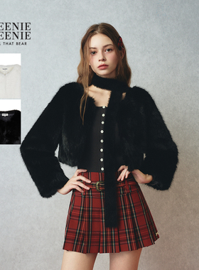 TEENIEWEENIE bearnova25冬季新款女装柔暖舒适仿皮草长毛短外套